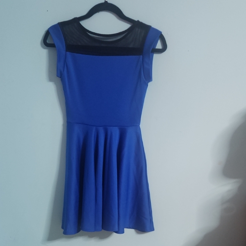 Blue Fit and Flare Mini Dress for Cocktail